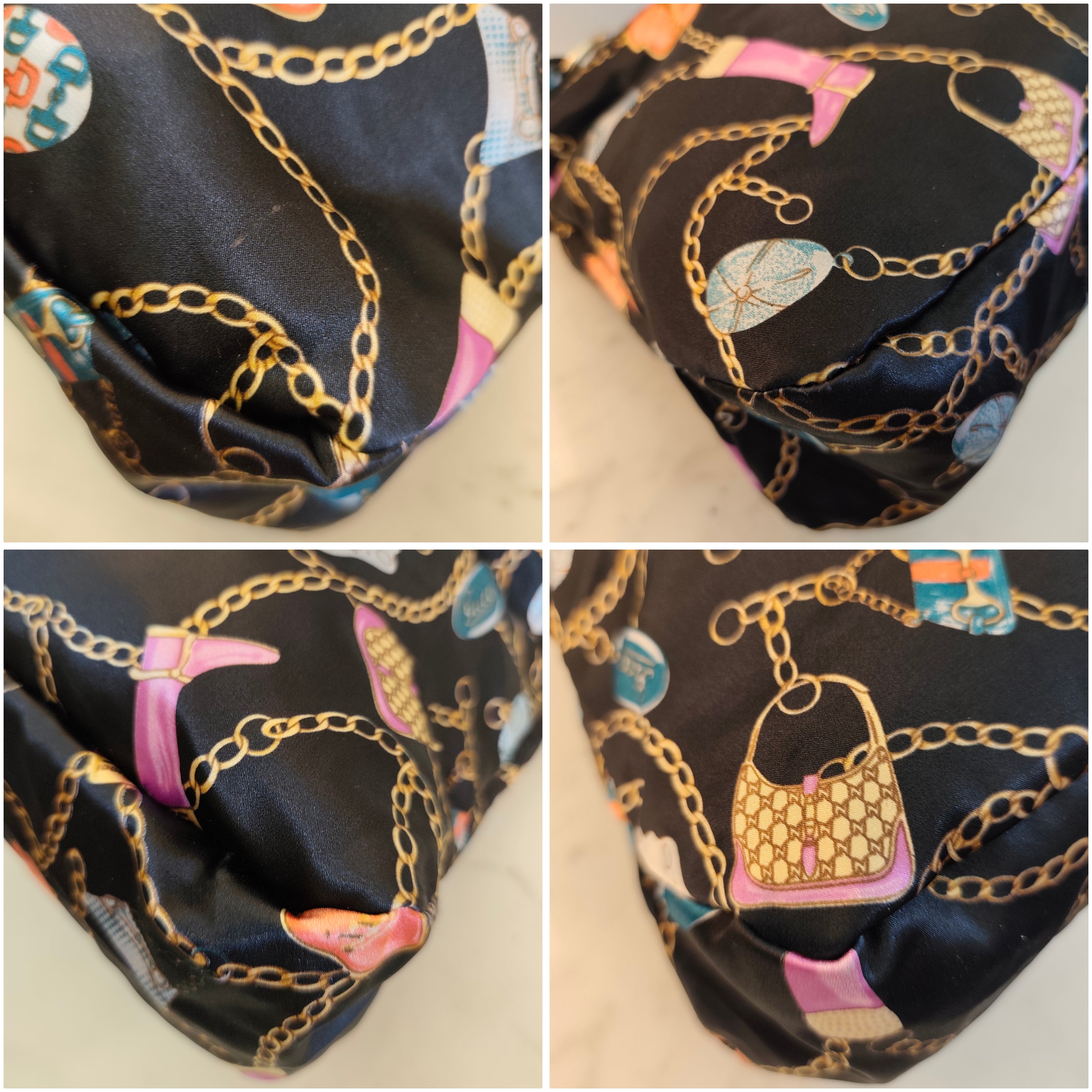 GUCCI - HORSEBIT BORSA HOBO IN TESSUTO NERO FANTASIA “CHARM’S & CHAIN”