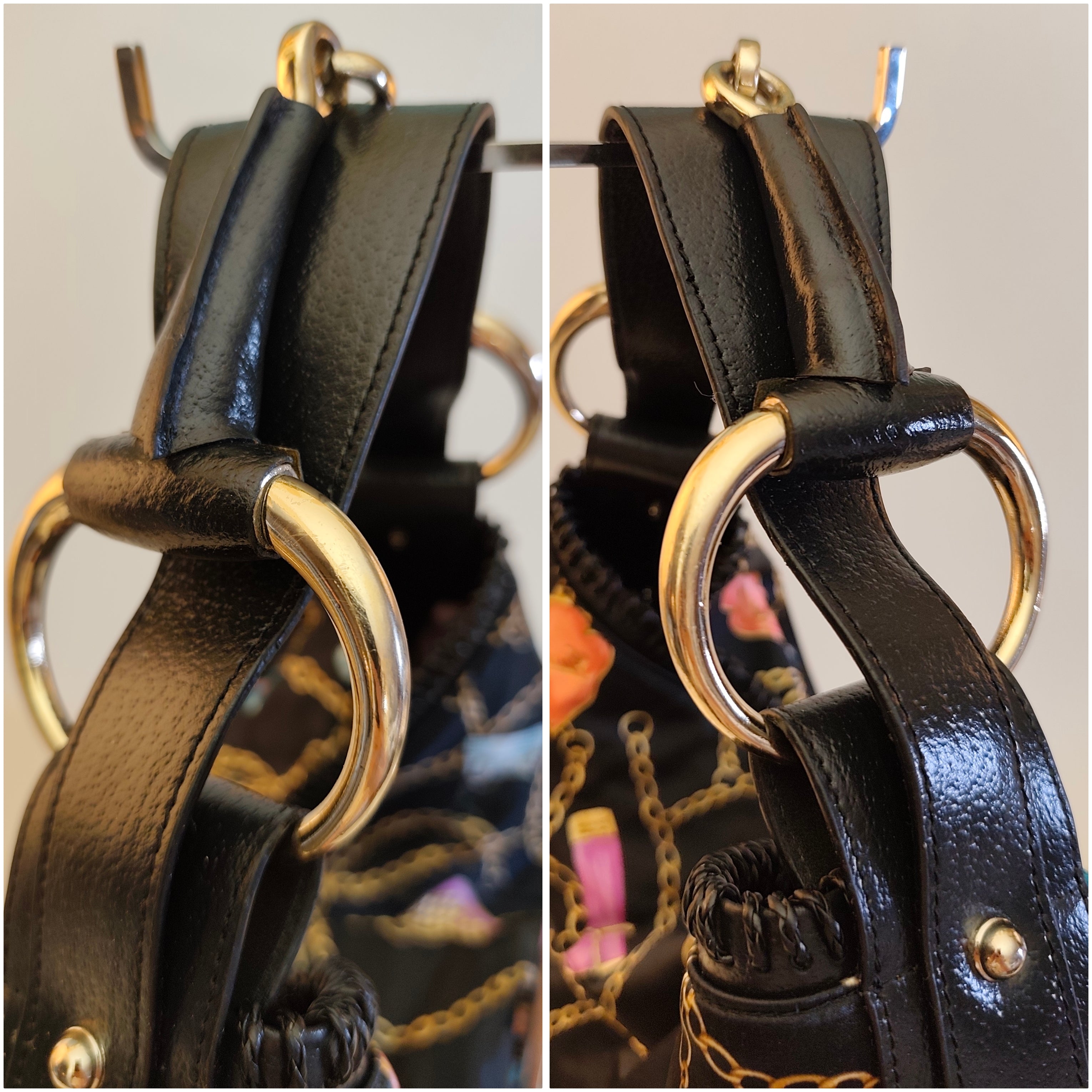 GUCCI - HORSEBIT BORSA HOBO IN TESSUTO NERO FANTASIA “CHARM’S & CHAIN”