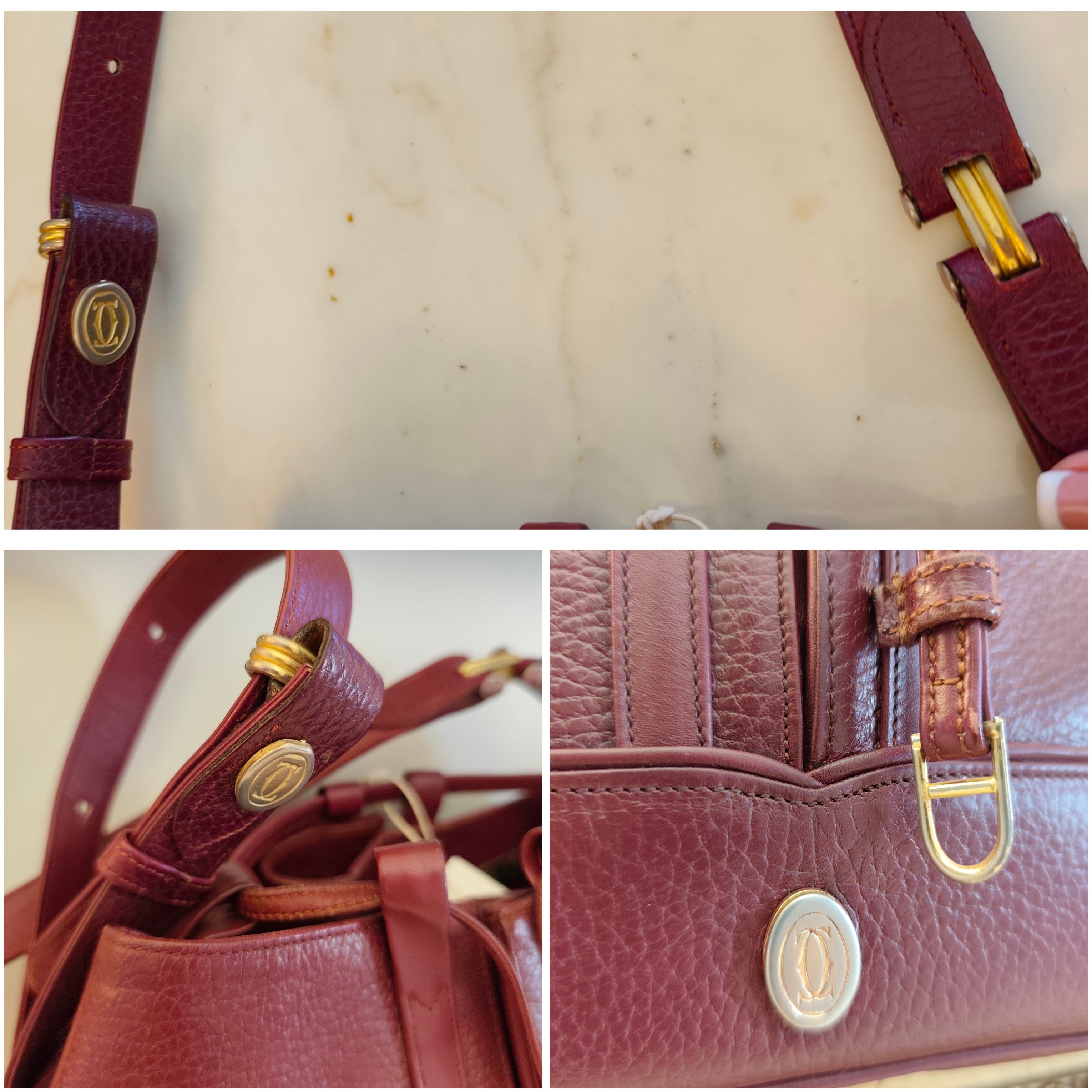Cartier - Secchiello Ovale in Pelle Bordeaux Vintage